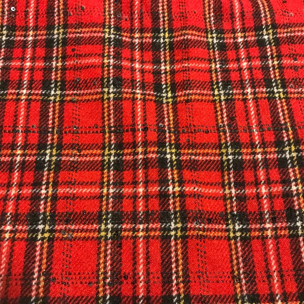 Talbots red & black plaid wool blend fully lined midi skirt with sequins (10) - Picture 10 of 12